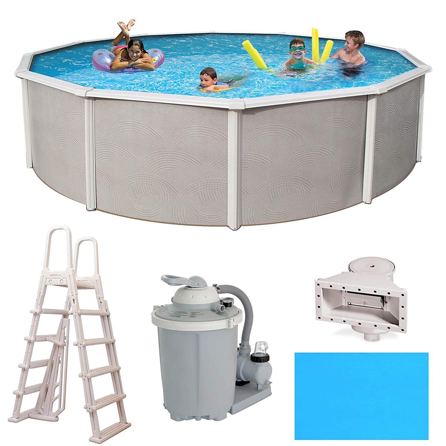 Barcelona Complete 18' x 52" Round Metal Wall Above Ground Best Sidewall Swimming Pool 